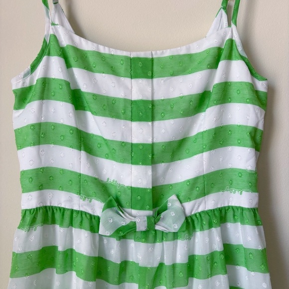 Lilly Pulitzer Antonia Fit & Flare Dress Sz 8 Green Awning Stripe - Picture 3 of 10